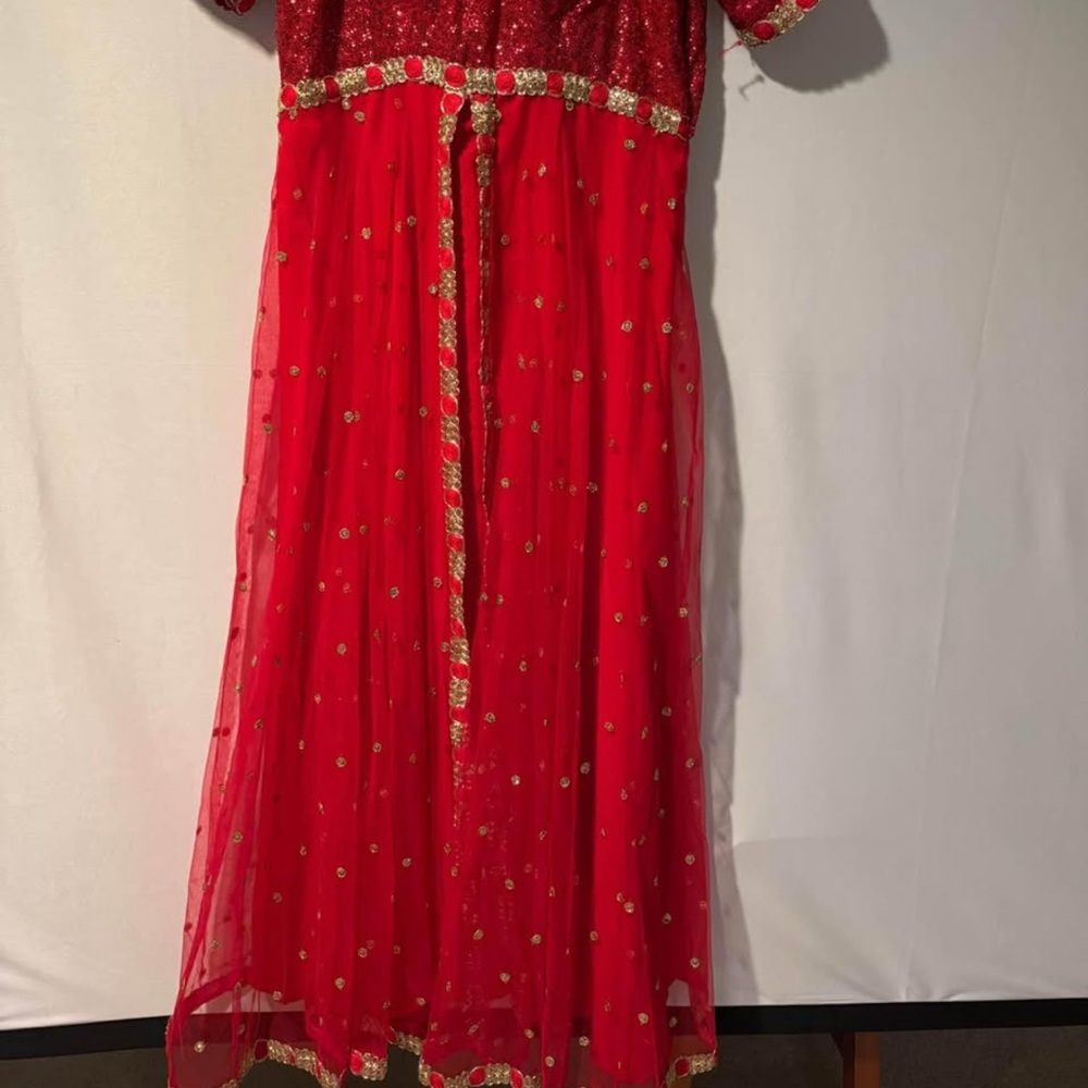 Elegant Red Kids Dress with Gold Accents